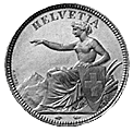 Eidgenossenschaft, 5 Franken 1850 (Vorder- und Rückseite)